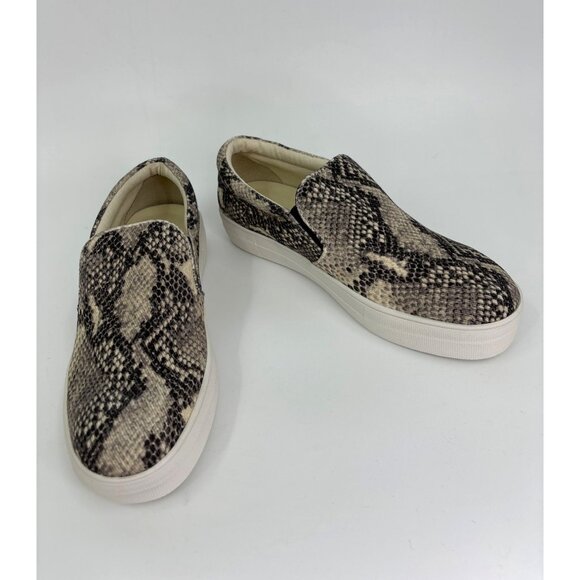 Steve Madden Gills Natural Textile Snake Slip-On Sneakers 9.5 M Taupe Gray - Picture 1 of 9